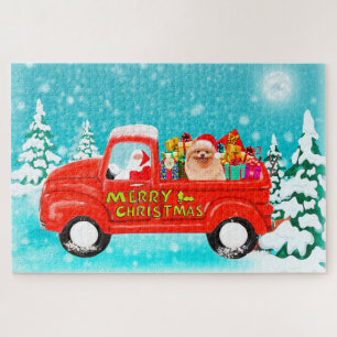 Puzzle Camión de entrega de Santa Claus de Navidad con pe