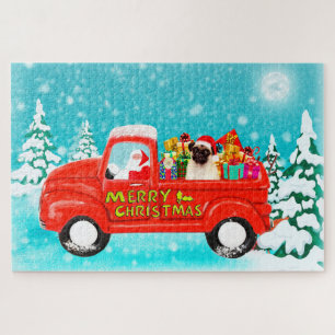 Puzzle Camión de entrega de Santa Claus de Navidad con pe