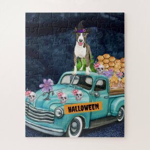Puzzle Camión de Halloween de Bull Terrier Noche Espantos