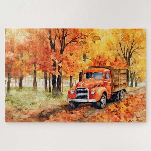 Puzzle Camión de recolección de naranja en otoño 20x30 (Horizontal)