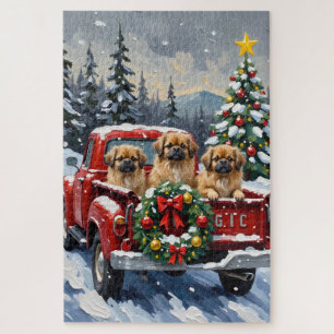 Puzzle Camión Rojo de Navidad Pekinés Feriado