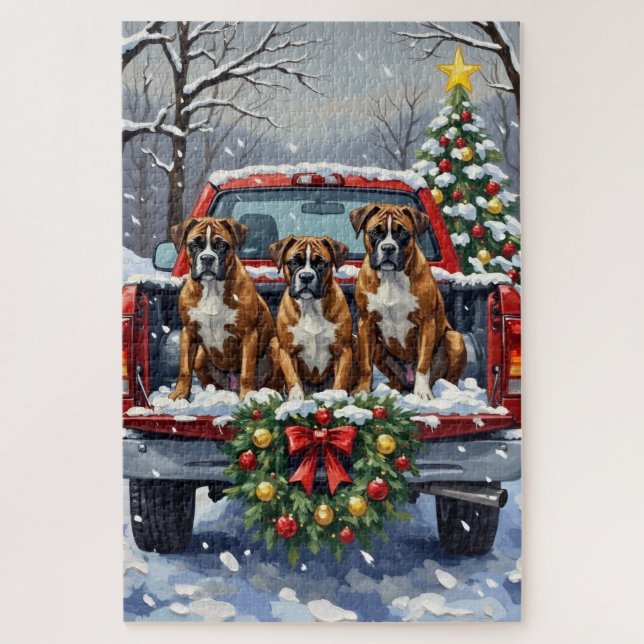 Puzzle Camioneta Roja de Navidad Boxer Holiday (Vertical)