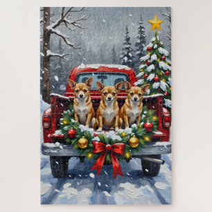Puzzle Camioneta Roja de Navidad Chihuahua Fiesta