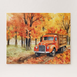 Puzzle Camioneta vintage naranja en otoño 16x20