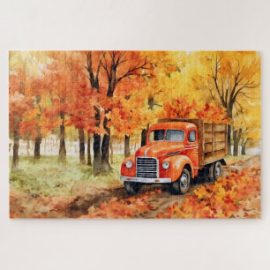 Puzzle Camioneta vintage naranja en otoño 20x30
