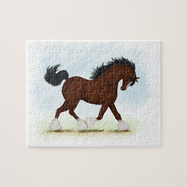 Puzzle Camiseta de caballo Clydesdale bayo (Horizontal)