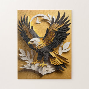 Puzzle Camiseta Eagle 3D Paper Art Design