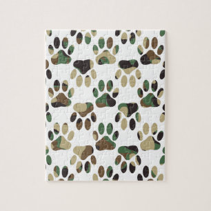 Puzzle Camo Pattern Dog Paw Print