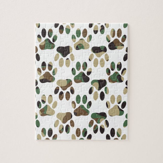Puzzle Camo Pattern Dog Paw Print (Vertical)
