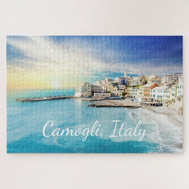 Puzzle Camogli Italia Pintura Portofino Génova Liguria (Horizontal)