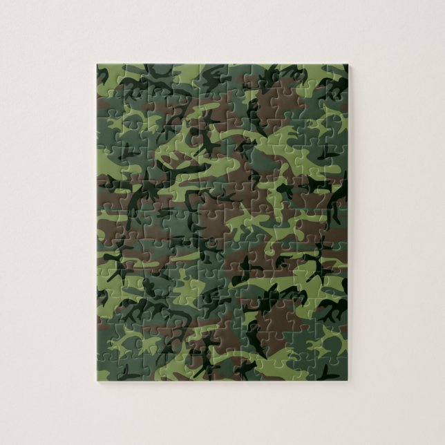 Puzzle Camouflage Camo Green Brown Pattern (Vertical)