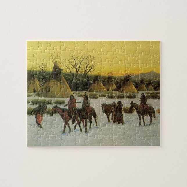 Puzzle Campamento Sioux en Wounded Knee por John Hauser (Horizontal)