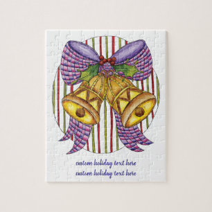 Puzzle Campanas de Navidad lindas con cinta y lazo