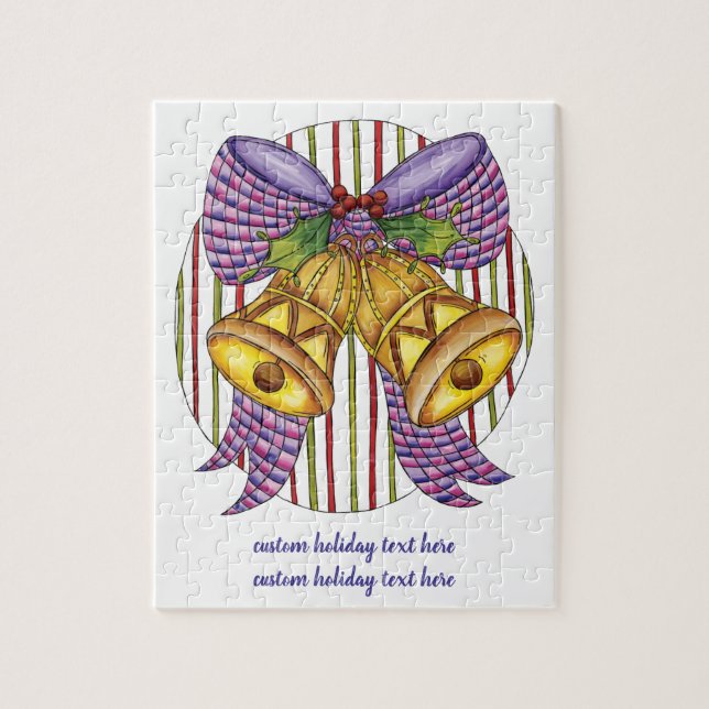 Puzzle Campanas de Navidad lindas con cinta y lazo (Vertical)