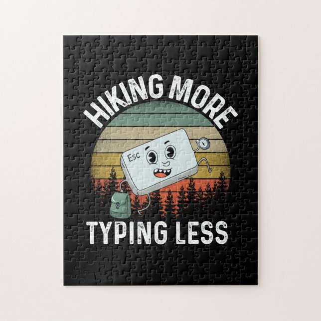 Puzzle Camper Gift | Hiking More Typing Less Birthday (Vertical)