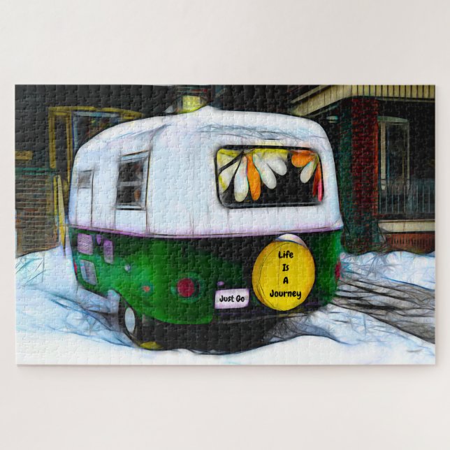 Puzzle Camper Retro Hippie Life Es Un Viaje (Horizontal)