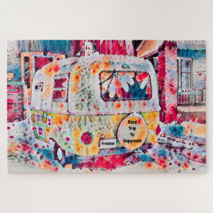 Puzzle Camper retro viaje por carretera a la felicidad
