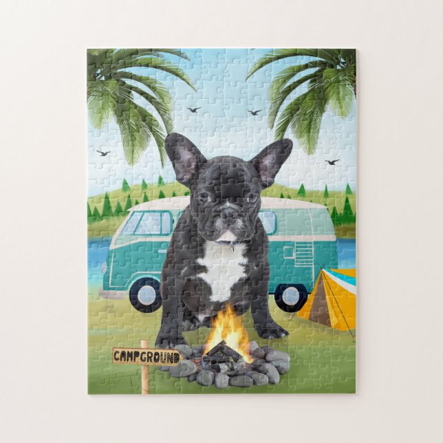 Puzzle Camping de Bulldog francés (Vertical)