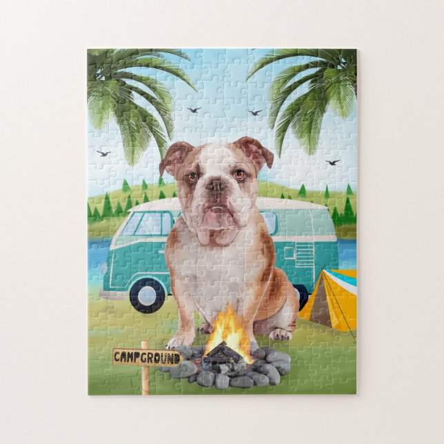 Puzzle Camping de Bulldog inglés  (Vertical)