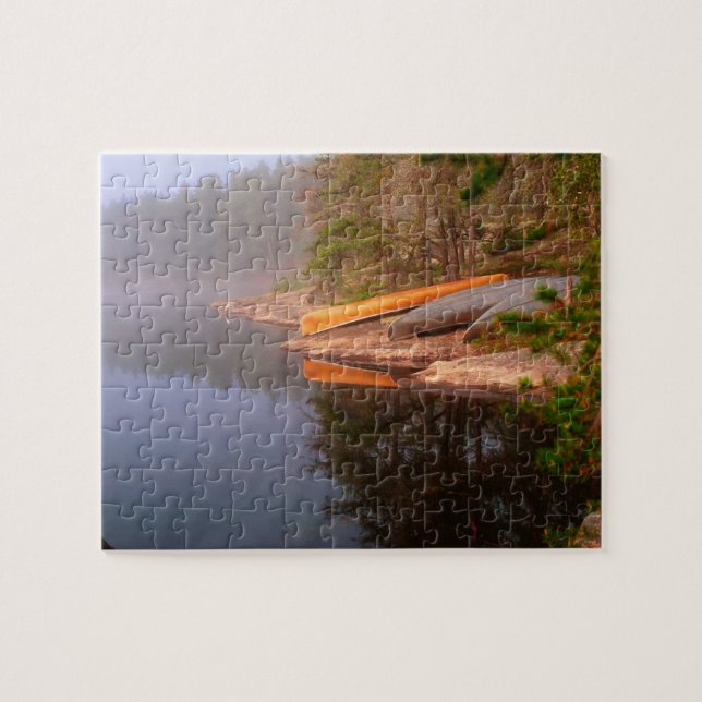 Puzzle Camping de canoa brumoso, lago Kawnipi, (Horizontal)