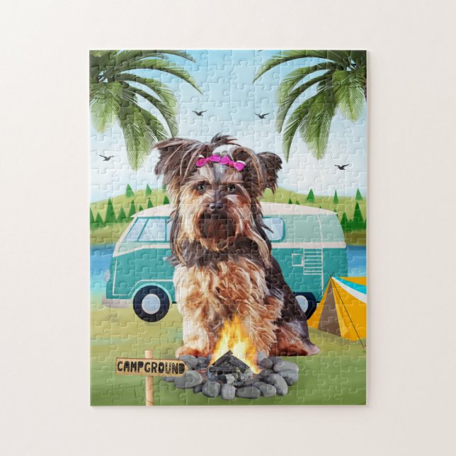 Puzzle Camping de Perro Terrier de Yorkshire (Vertical)