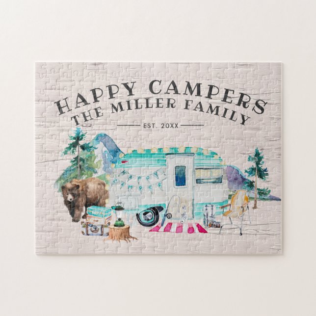 Puzzle Camping Feliz | Apellido Familiar Camping (Horizontal)