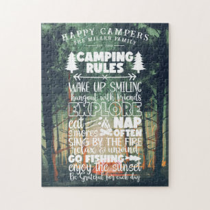 Puzzle Campistas Felices Reglas de Campamento para el A