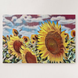 Puzzle Campo artístico del arte digital de los girasoles