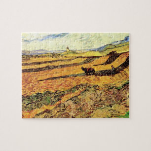 Puzzle Campo con labrador y molino de Vincent van Gogh