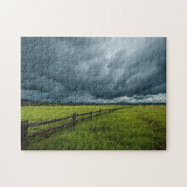 Puzzle Campo con una valla de madera (Horizontal)