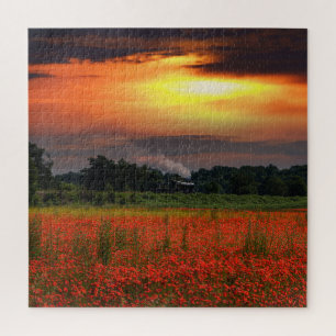 Puzzle Campo De Adormidera Y Locomotora De Vapor Sunrise
