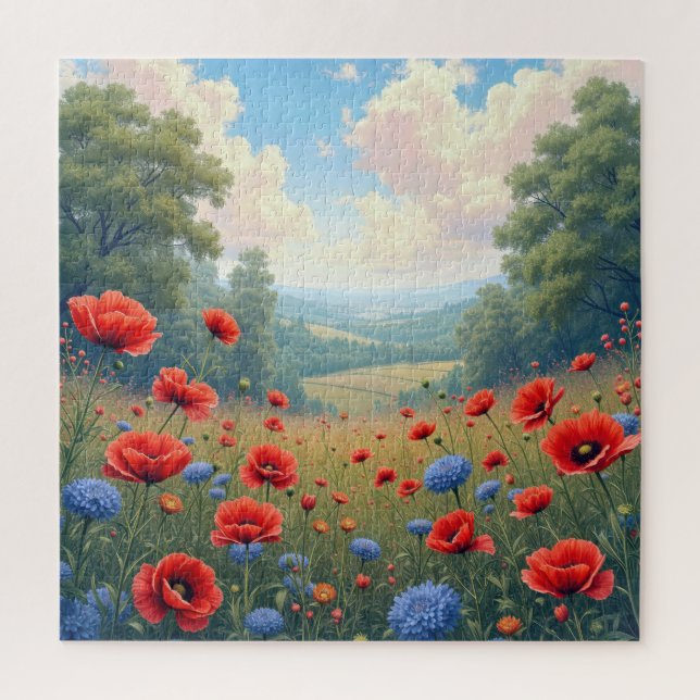Puzzle Campo de amapolas y dalias (Vertical)