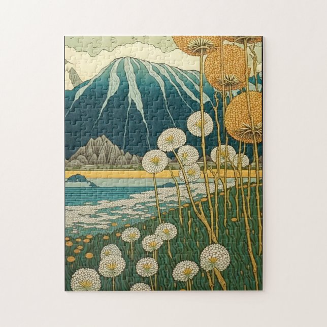 Puzzle Campo de arte japonés de Dandelions (Vertical)