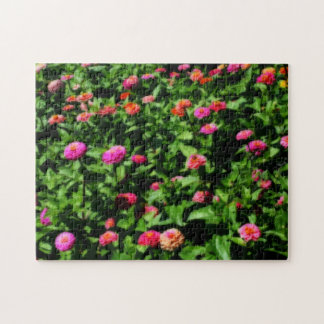 Puzzle Campo De Flores De Zinnia Efecto De Arte Orton