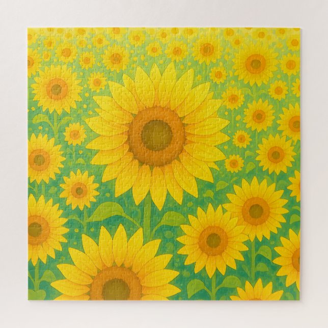 Puzzle Campo de Girasoles Vibrante Patrón (Vertical)