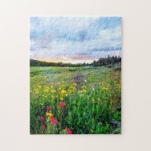 Puzzle Campo de hermosas flores silvestres paisaje natura