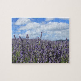 Puzzle Campo de lavanda con cielo azul y nubes blancas