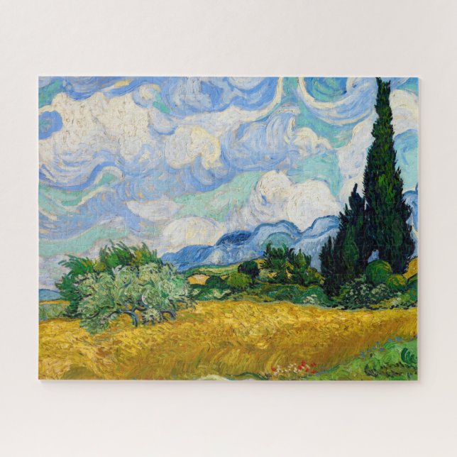Puzzle Campo de trigo con cipreses de Vincent Van Gogh (Horizontal)