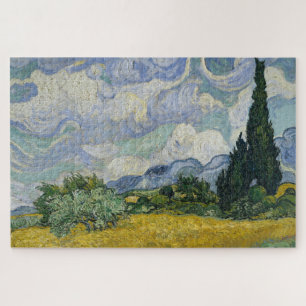 Puzzle Campo de trigo con cipreses, pintura al óleo, Van
