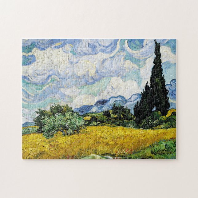 Puzzle Campo de trigo Vincent Van Gogh con cipreses (Horizontal)