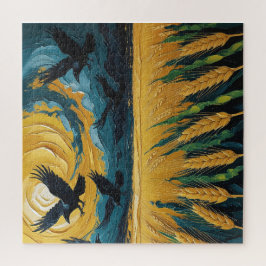 Puzzle Campo trigal dorado con cuervos