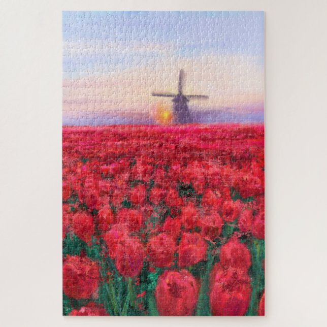 Puzzle Campo Tulips - Paisaje - Primavera en los Países B (Vertical)