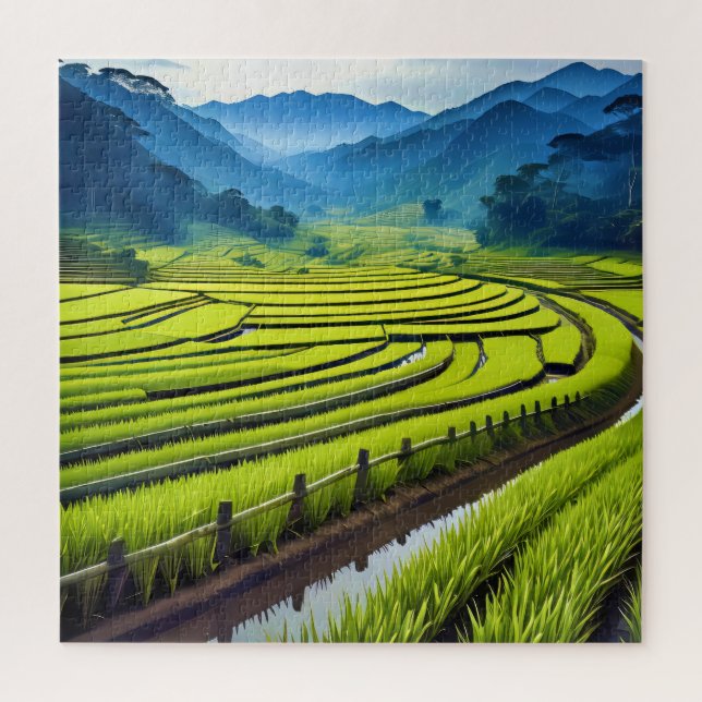 Puzzle Campos de arroz verde (Vertical)
