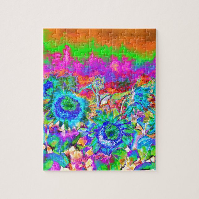 Puzzle Campos de girasol - azul (Vertical)