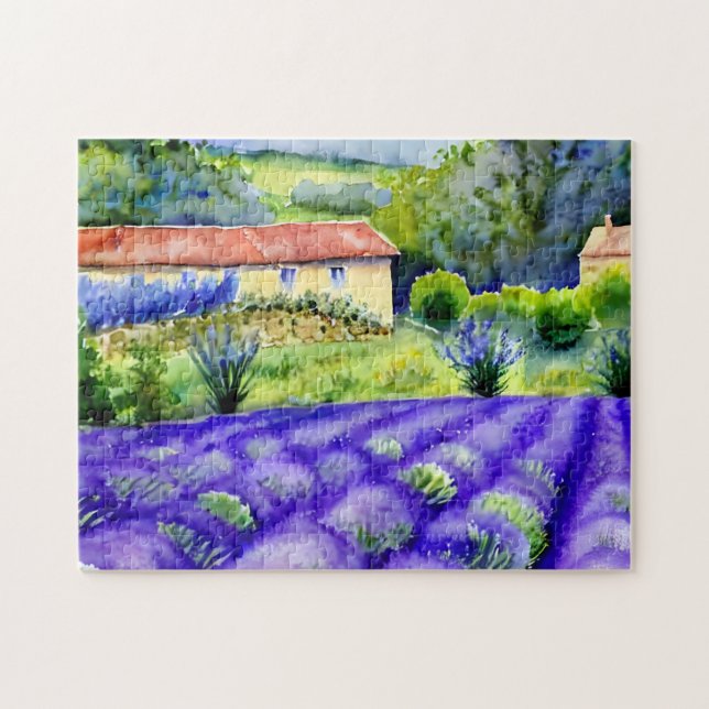 Puzzle Campos de lavanda de pintura (Horizontal)