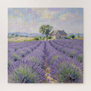 Puzzle Campos de lavanda Provenza Cabaña Impresionista
