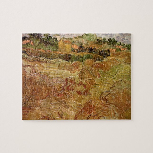 Puzzle Campos de trigo con Auvers de Vincent van Gogh (Horizontal)