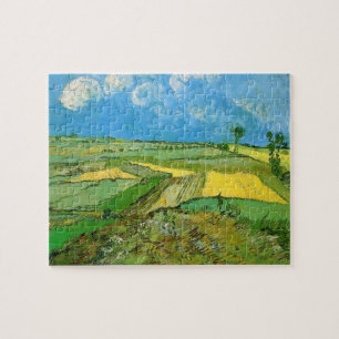 Puzzle Campos de Trigo Van Gogh en Auvers bajo cielo nubl