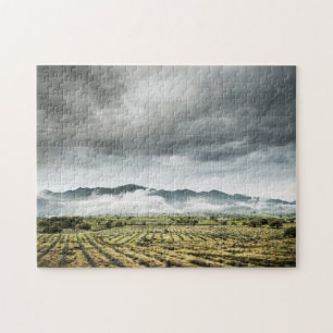 Puzzle Campos rurales de la cosecha debajo del cielo