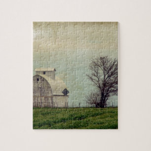 Puzzle Campos y granero de Kalona Iowa con el árbol